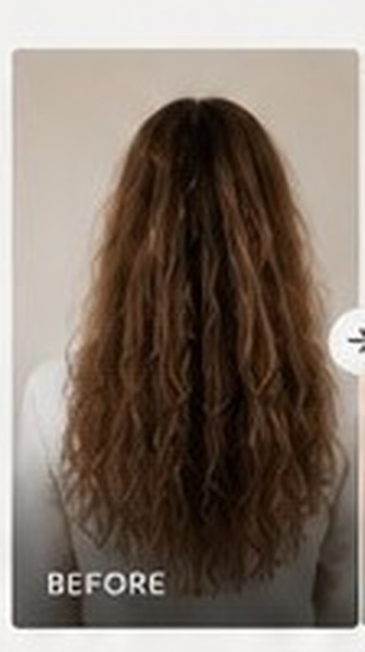 Before hair transformation, frizzy and dry